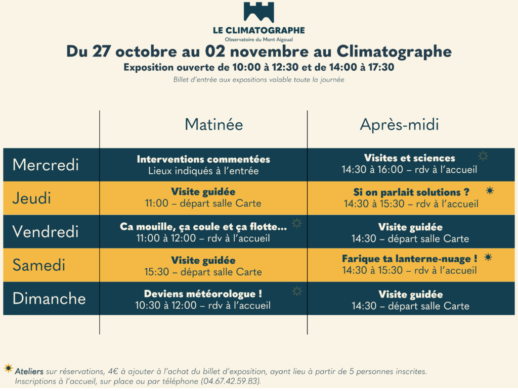 Exposition ouverte du 27 octobre au 02 novembre