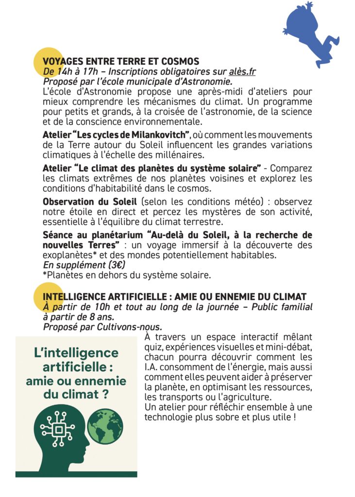 Programme des journées du climat à Alès en décembre 2025