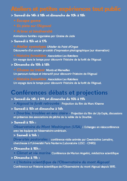 Ateliers et petites expériences tout public à l'Estival de l'Aigoual au climatographe du Mont Aigoual