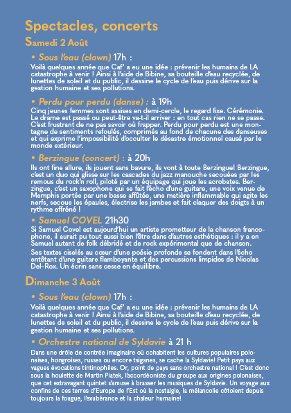 spéectacles et concerts le weekend des 2 et 3 août 2025 au climatographe du Mont Aigoual pour l'Estival de l'Aigoual