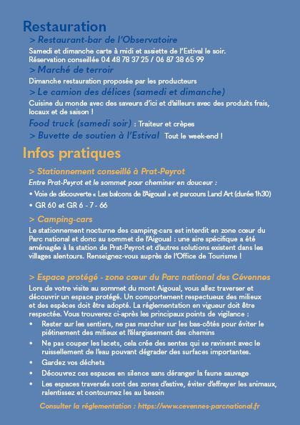 Infos pratiques pour l'estival de l'Aigoual au climatographe